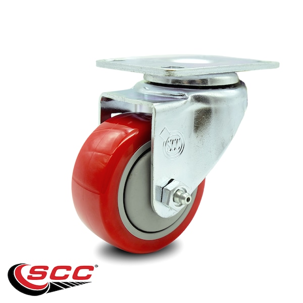 3.5 Inch Red Polyurethane Wheel Swivel Top Plate Caster